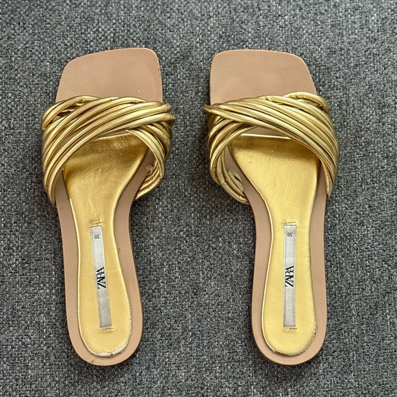 Zara Metallic Gold Women's Sandals - Picture 2 of 3